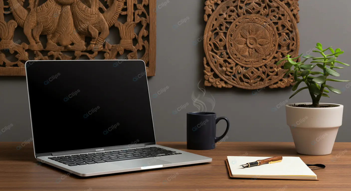 Artisanal Home Office with Cultural Decor