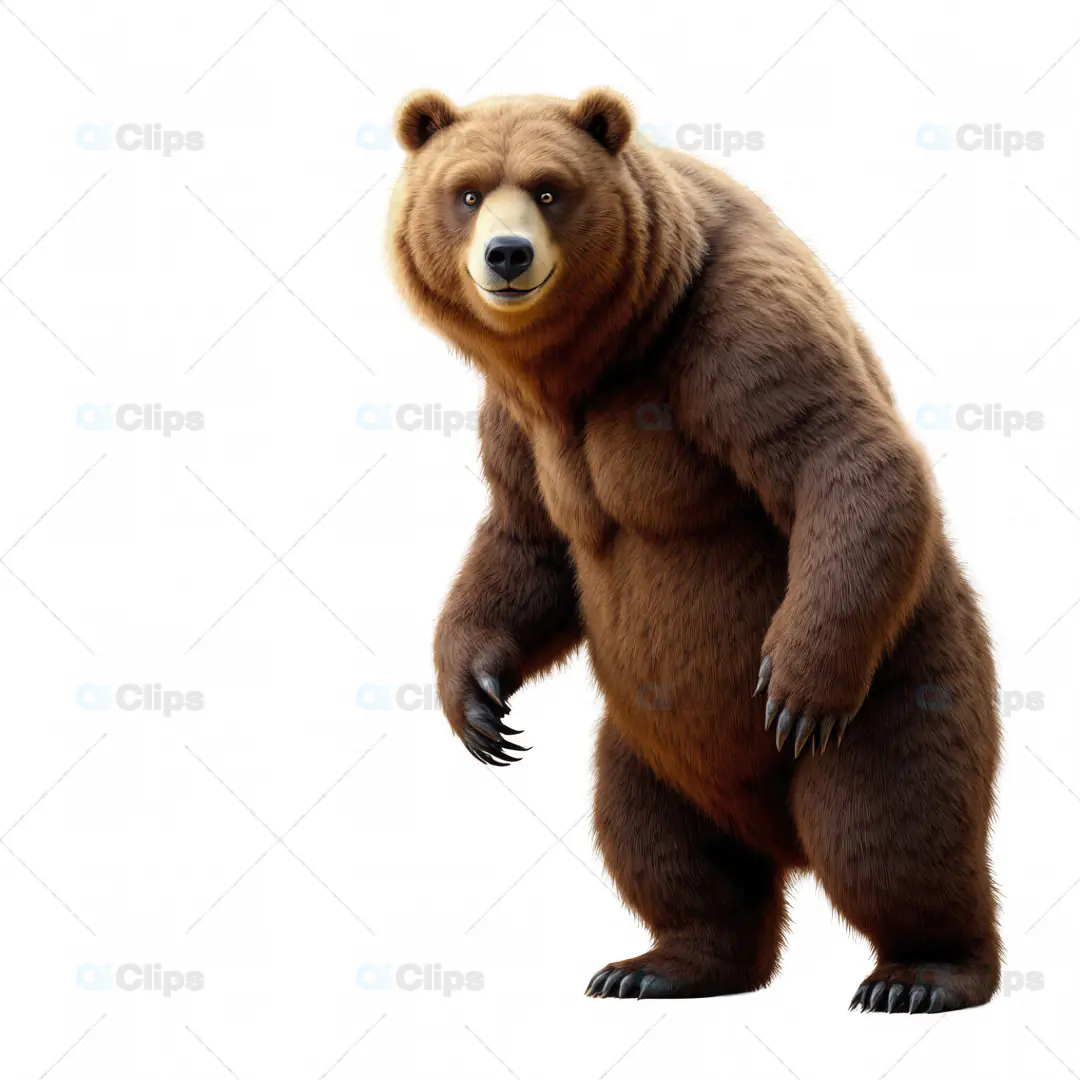 Realistic 3D Brown Bear Model Standing Pose