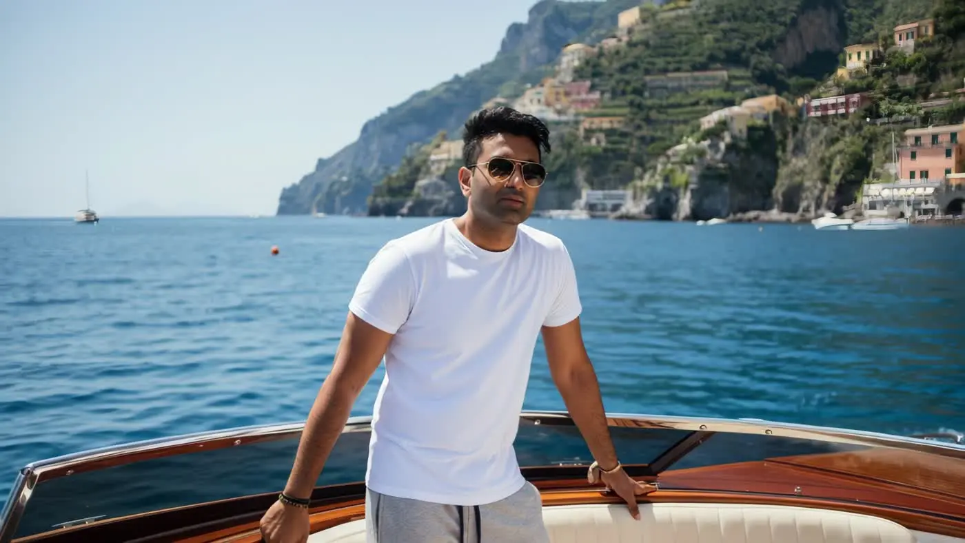 Man on Boat by the Ocean | AIClips