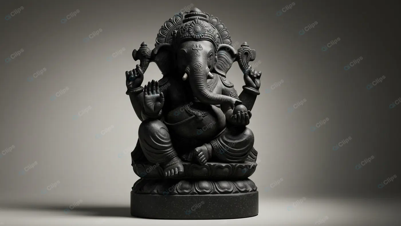 Monochrome Ganesha Statue in Shadow