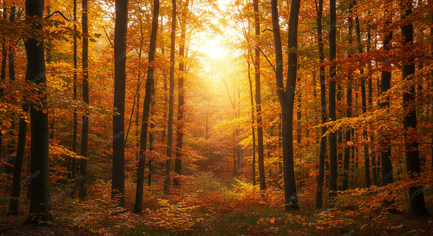 Golden Autumn Forest Path