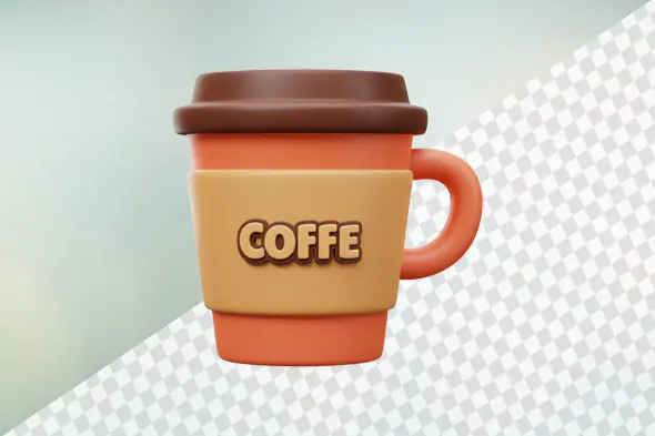 Stylized coffee cup with coffe text 3D model
