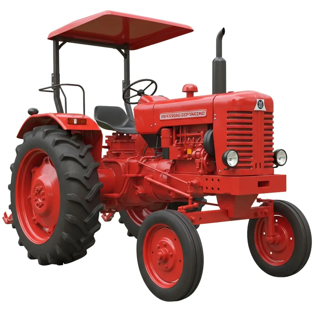 Classic Red Farm Tractor with Canopy PNG Clipart