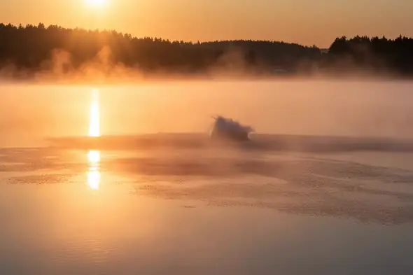 Serene Misty Lake Sunrise Tranquil Nature Scenery