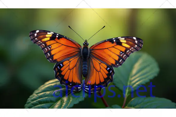 Orange Monarch Butterfly on Green Leaf