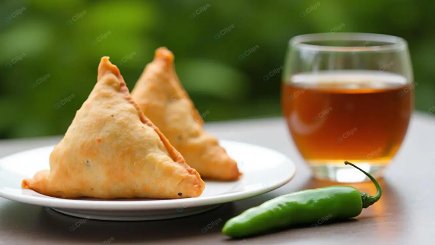 Samosa Appetizer with Chili and Beer