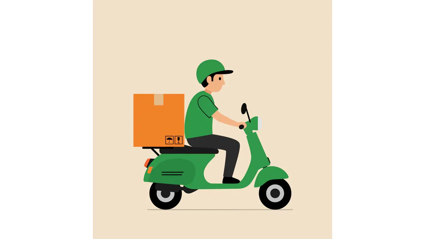 Delivery Scooter Rider Vector Graphic
