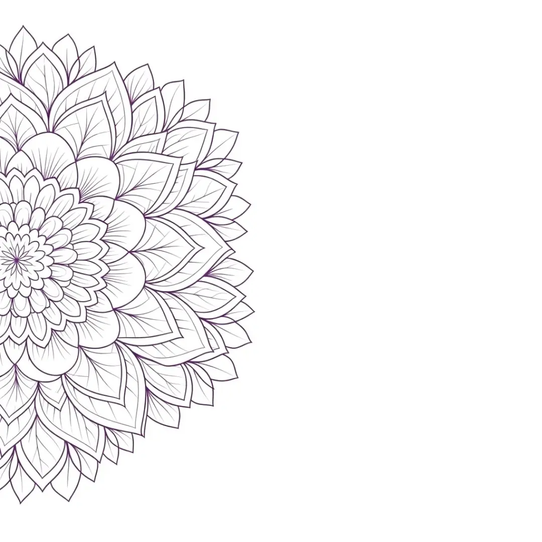 Elegant Purple Floral Line Art Mandala Clipart PNG