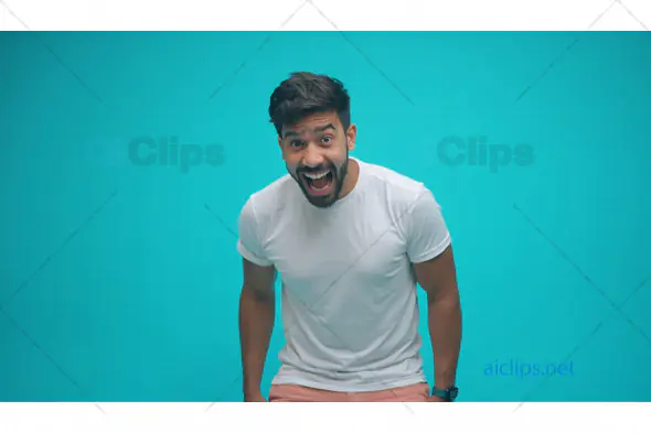 Excited Man in White T-Shirt