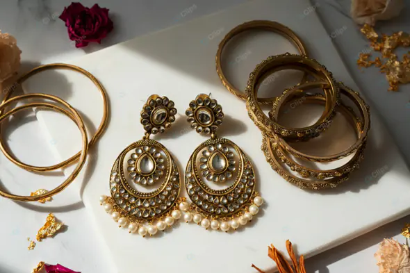 Elegant Indian Jewelry Flatlay
