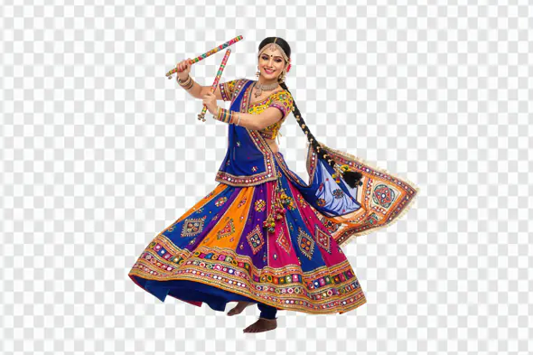 Energetic Garba Dancer Twirling Colorful Traditional Attire