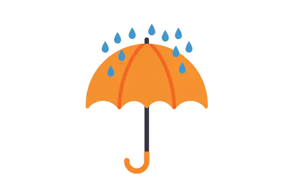 Orange Umbrella with Raindrops Icon