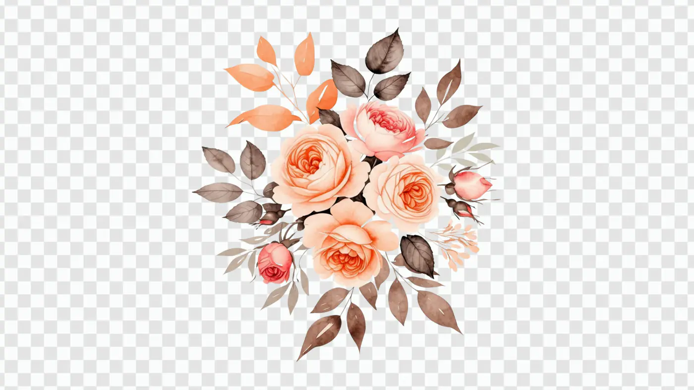 Delicate Peach Rose Floral Arrangement PNG Clipart