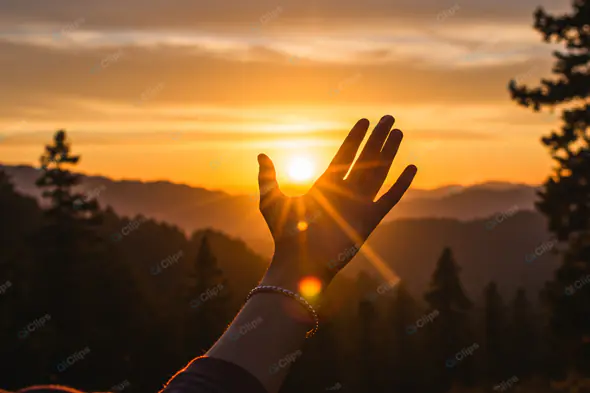Radiant Sunset Hand Silhouette