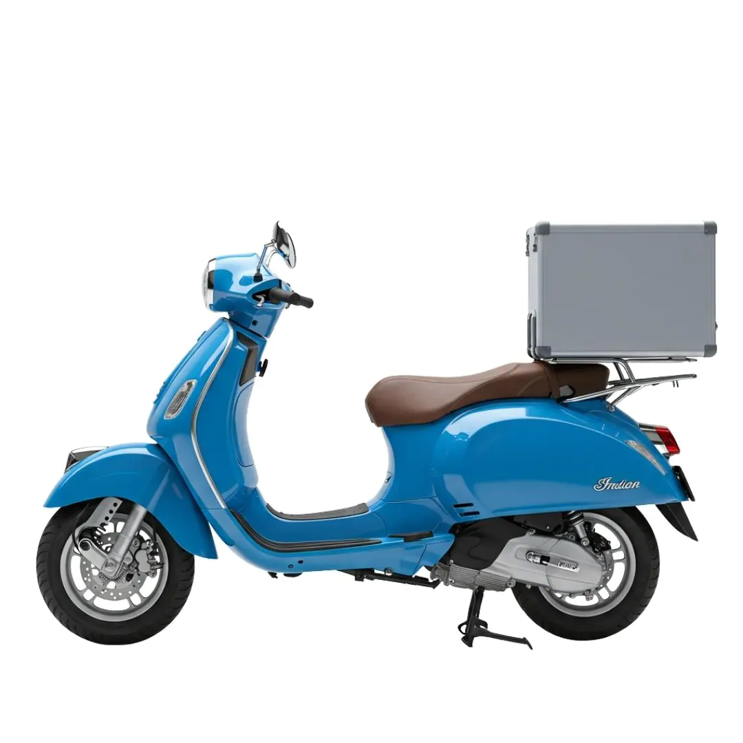 Blue Vintage Scooter with Delivery Box PNG