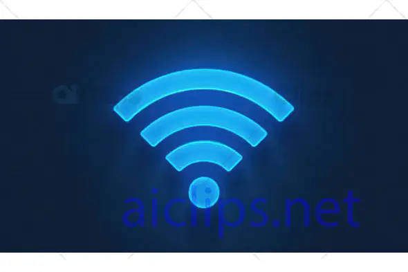 Blue Neon Wi-Fi Icon on Dark Background