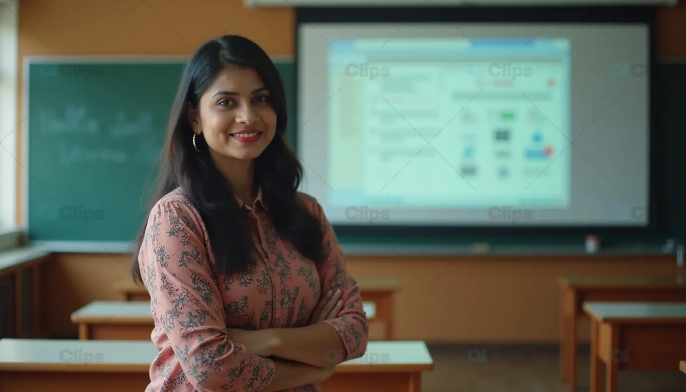 Confident Teacher in Classroom