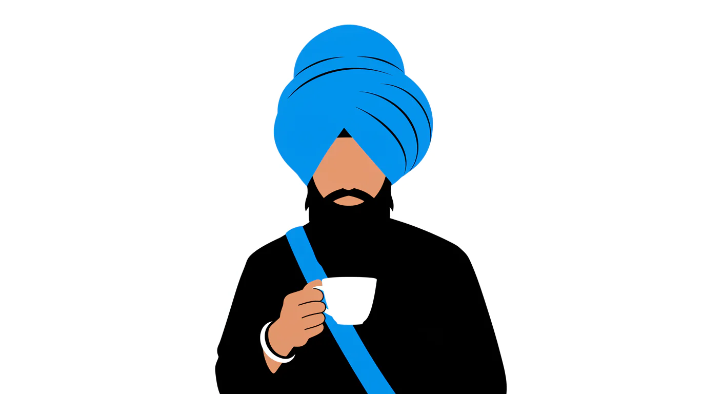 Sikh Man with Tea Vector
