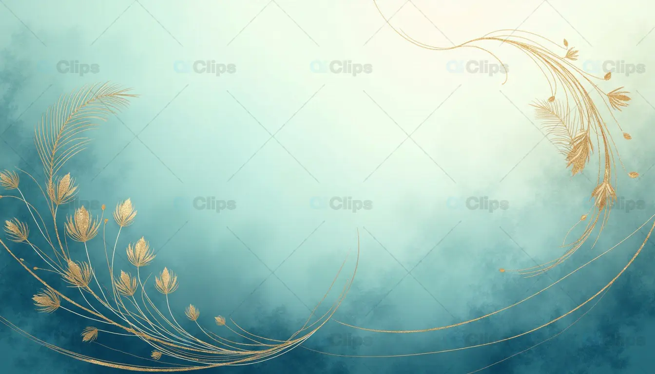Elegant Floral Design with Gold Accents on Teal Background