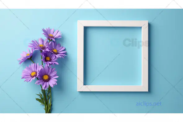 Purple Flowers with White Frame