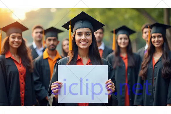Graduate Holding Blank Sign at Ceremony
