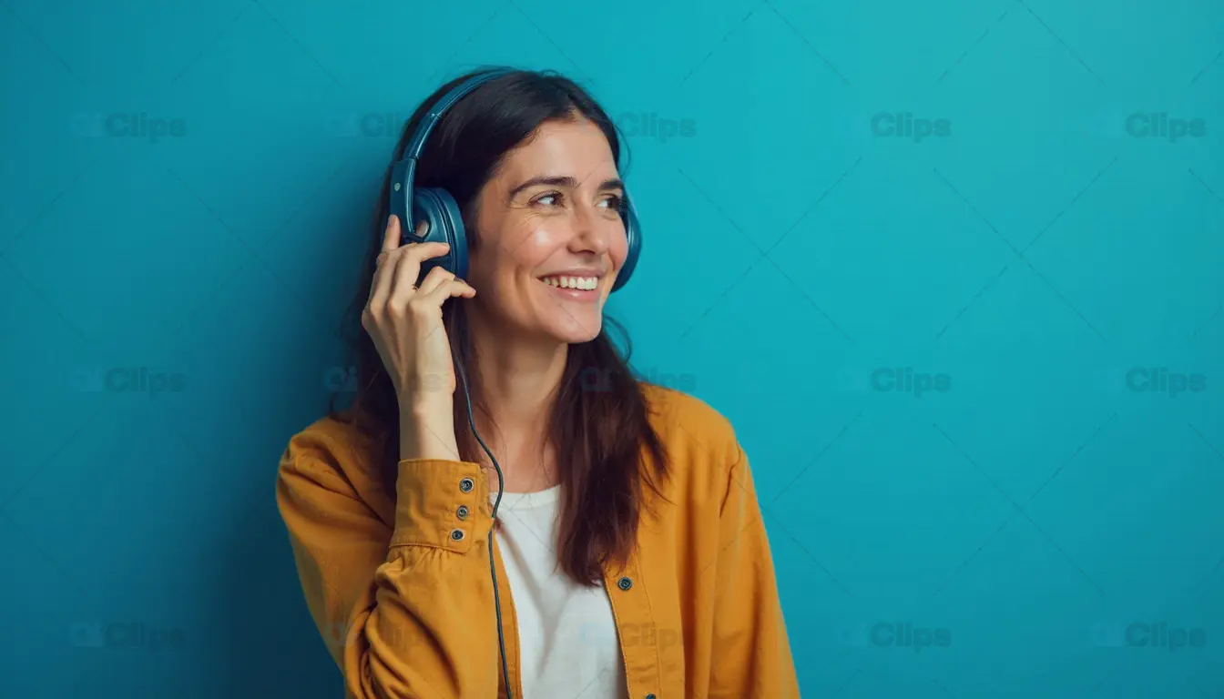 Smiling Woman with Headphones