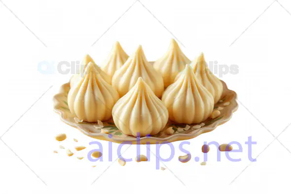 3D Model of Traditional Modak Sweets on Decorative Plate