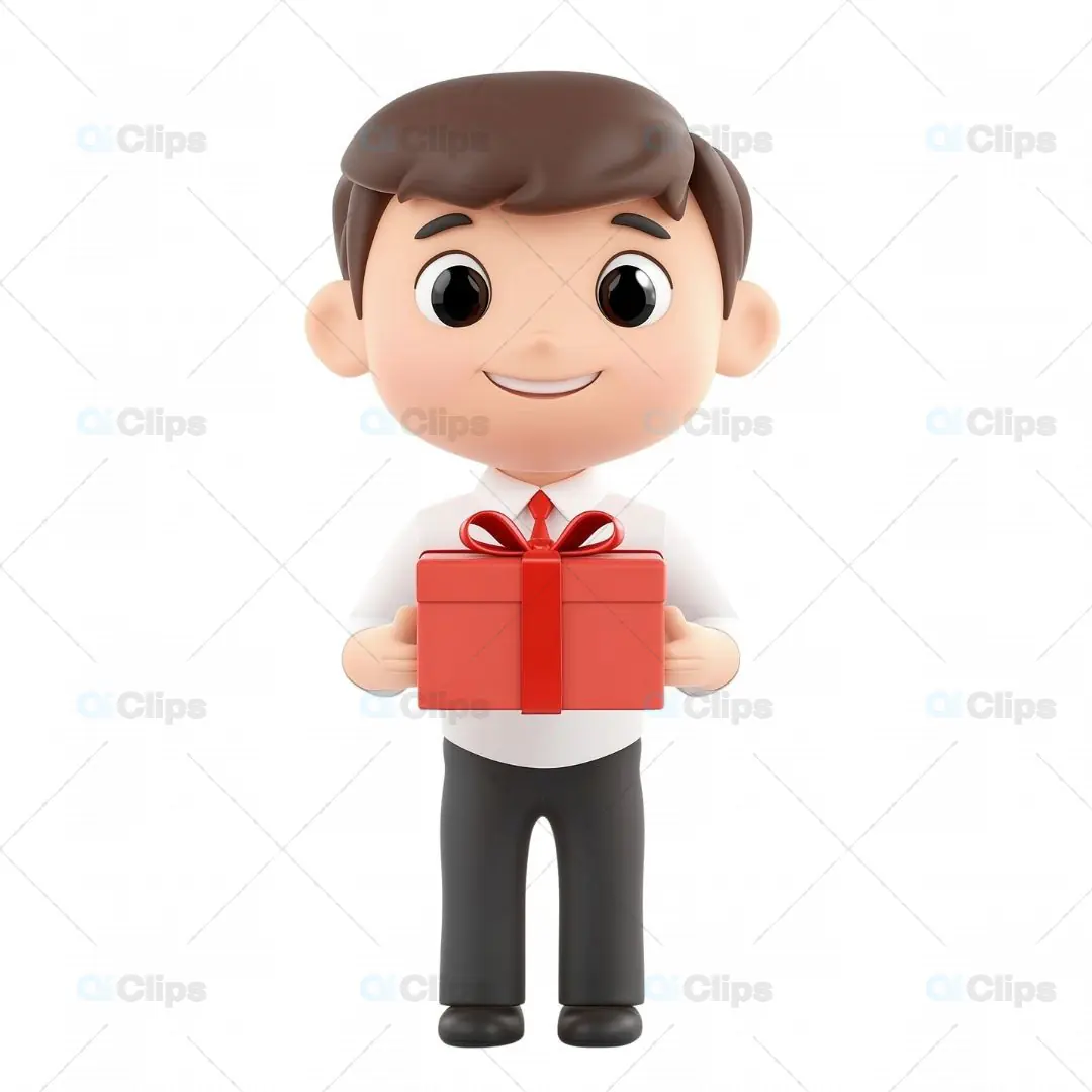 3D Boy Avatar with Gift Box