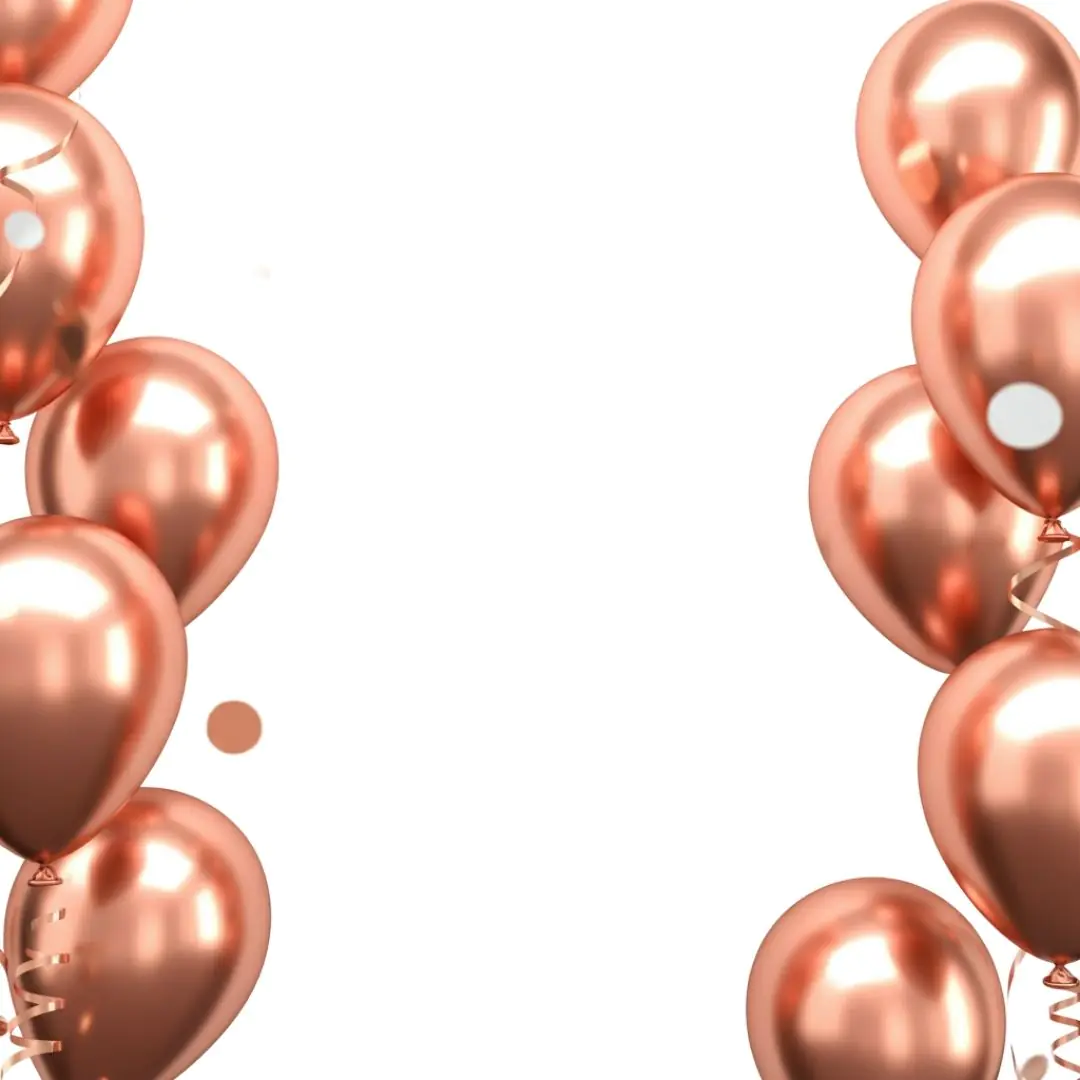 Shimmering Rose Gold Balloon Border Frame PNG
