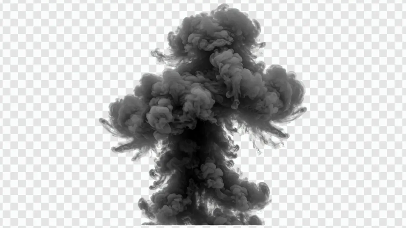 Dramatic Dark Smoke Plume Explosion PNG Clipart