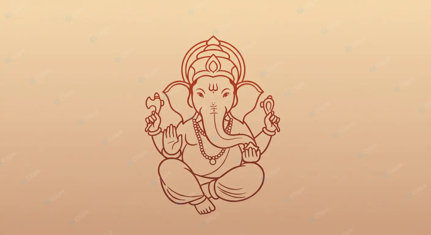 Rustic Ganesha Line Illustration