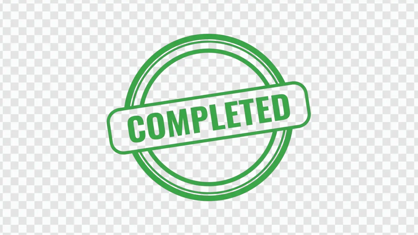 Green 'Completed' Rubber Stamp Task Approval Clipart PNG