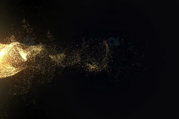 Flowing Golden Particle Stream on Dark Background