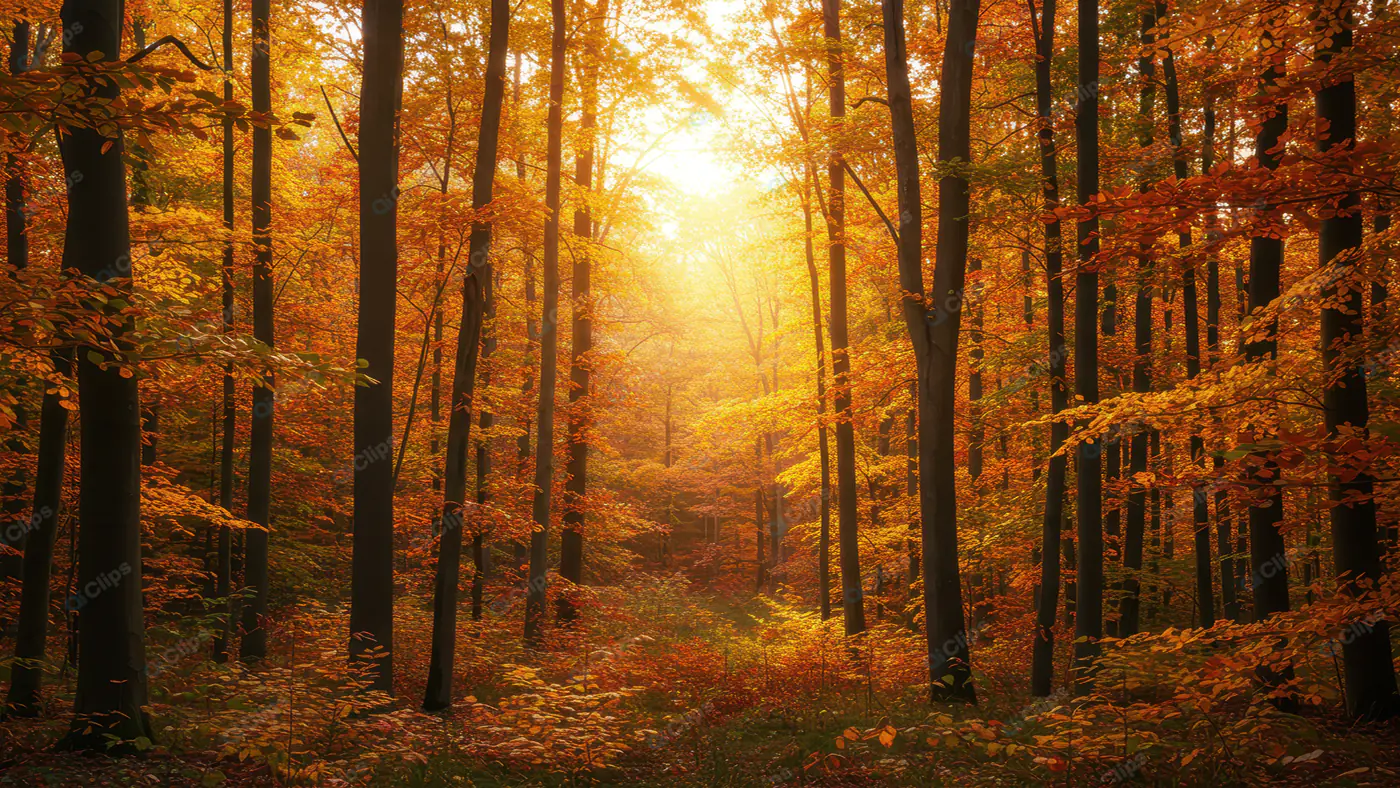 Golden Autumn Forest Path