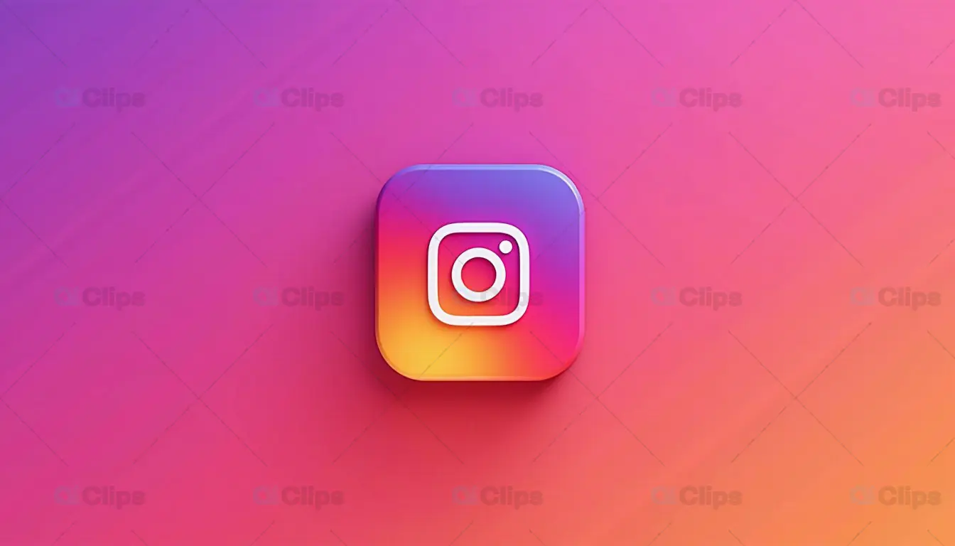 3D Instagram Logo on Gradient Background