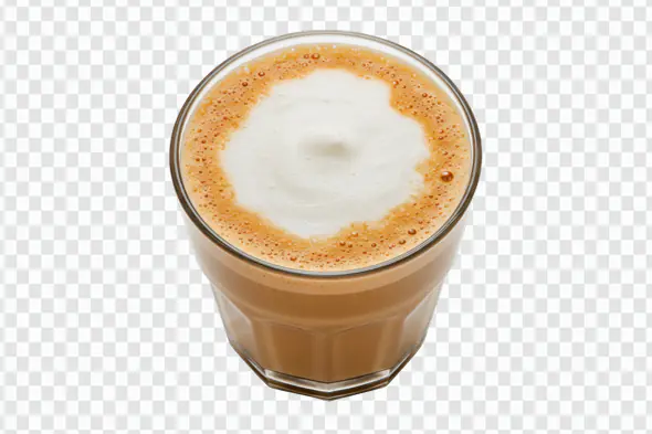 Frothy Cappuccino Glass with Creamy Foam PNG