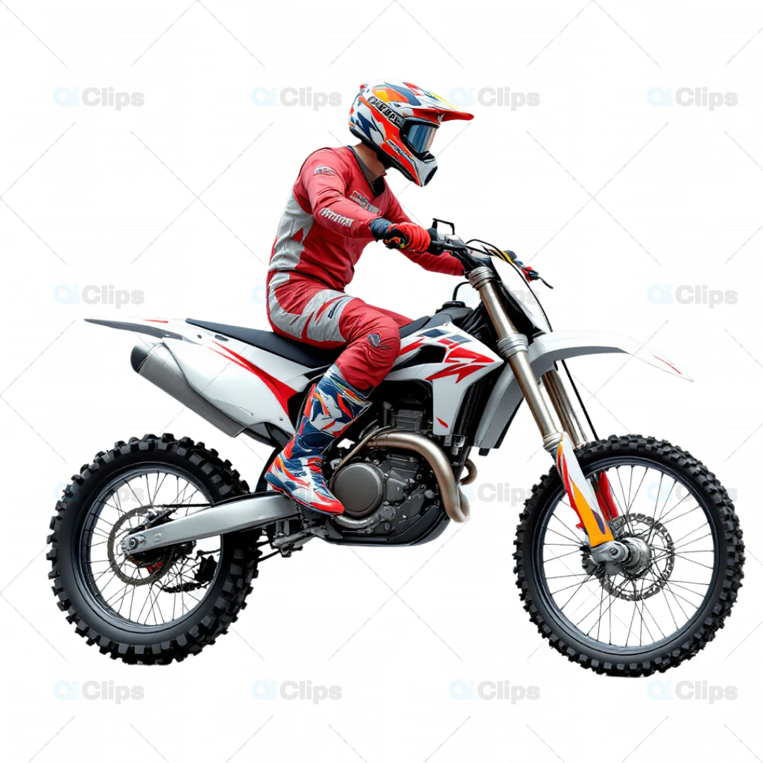 3D Motocross Rider in Action on White Dirt Bike