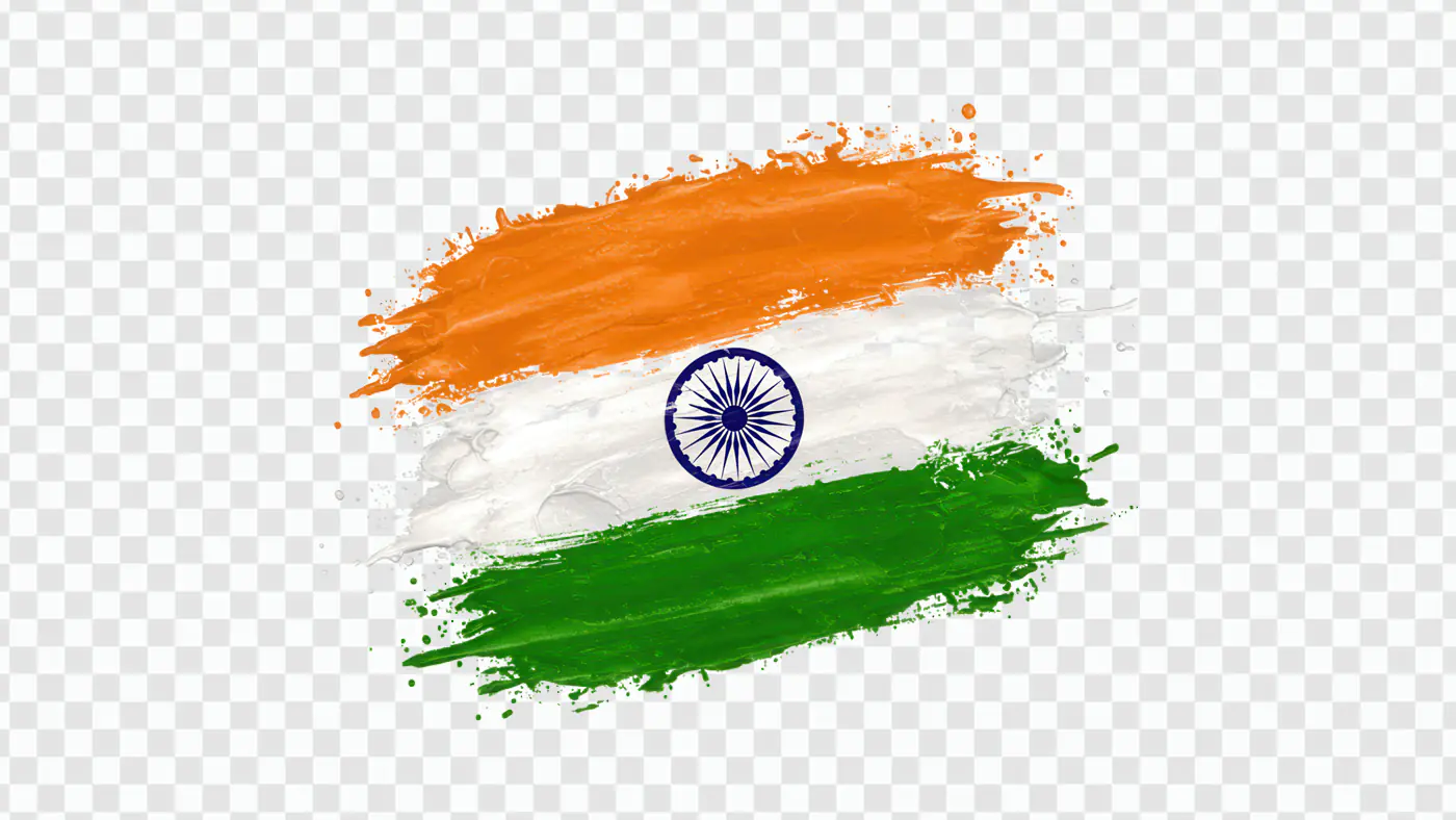 Expressive Indian Flag Brushstroke Tricolor PNG