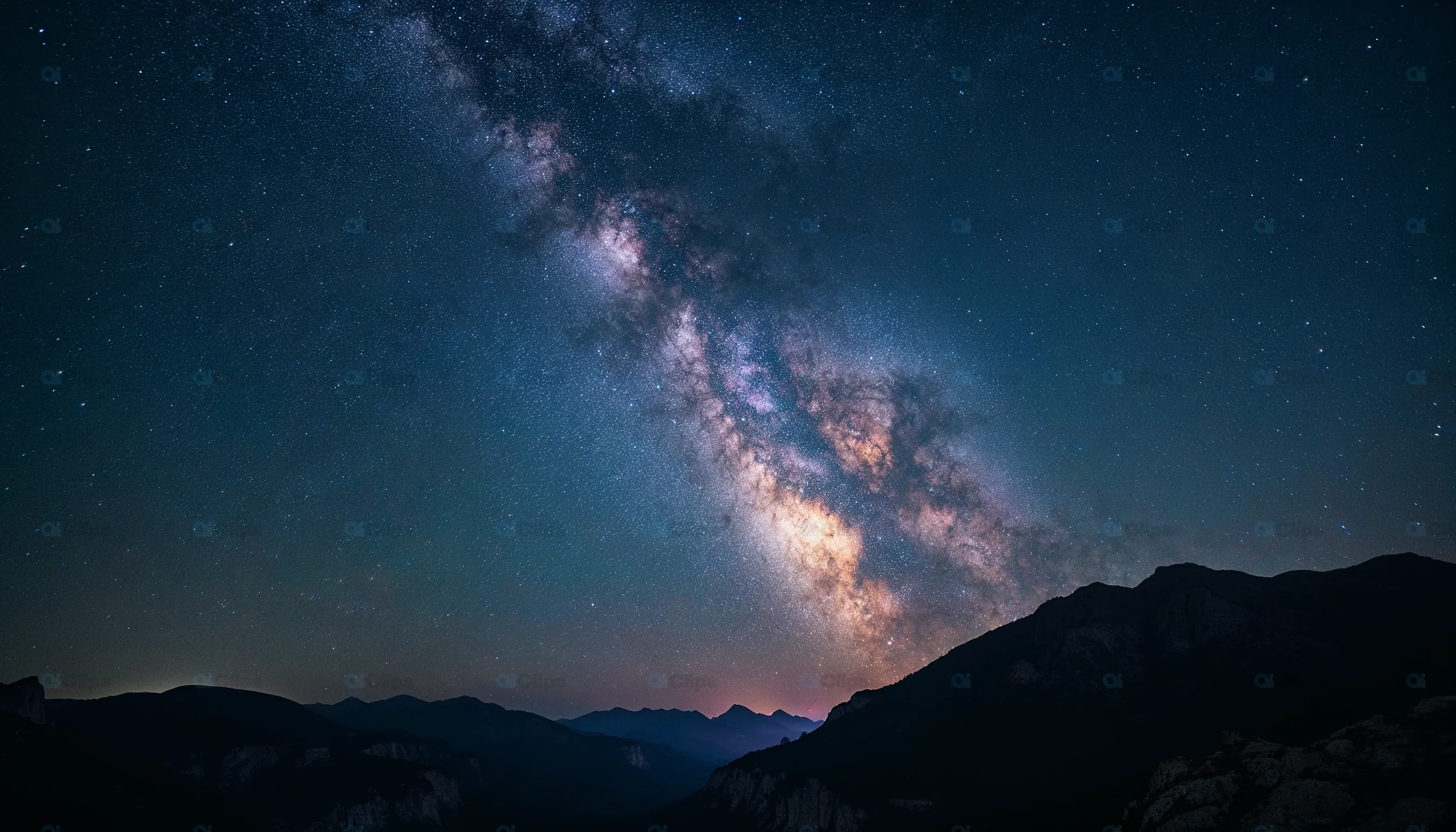 Milky Way Galaxy Over Mountains