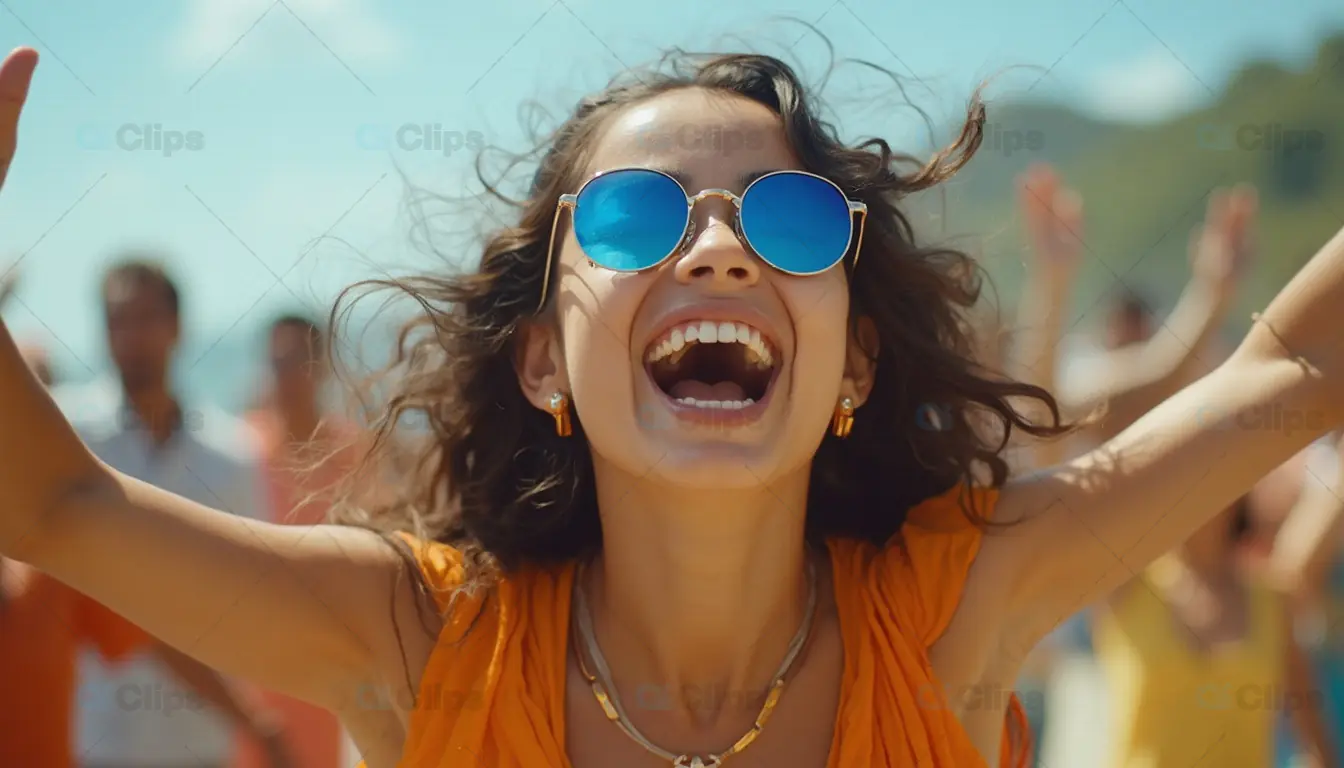 Joyful Woman at Outdoor Festival
