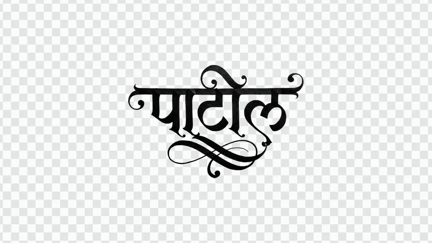 Patil Marathi Calligraphy Elegant Surname Design PNG Clipart