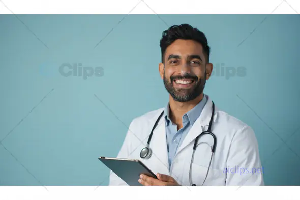 Confident Doctor Holding a Tablet