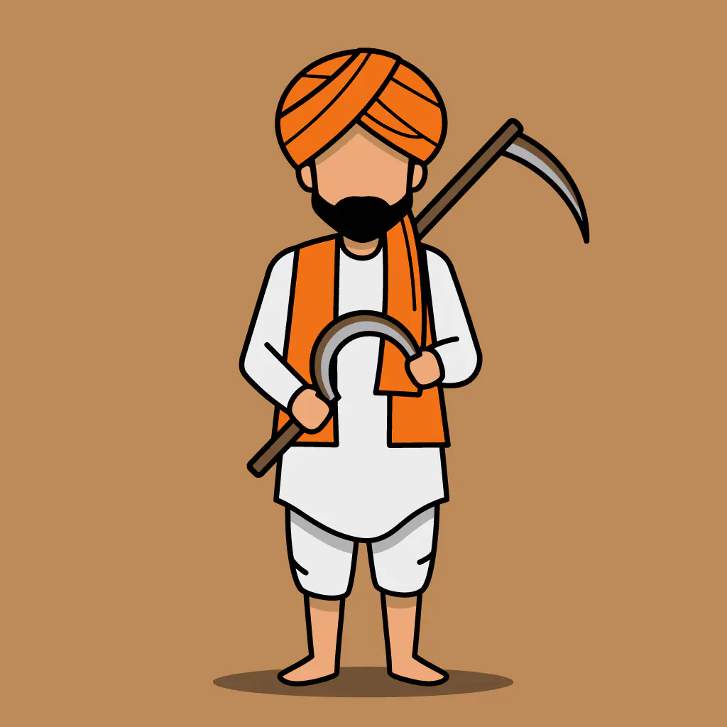 Sikh Farmer Vector Illustration