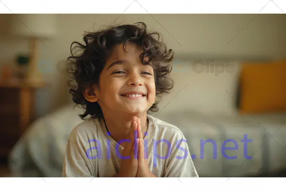 Smiling Child in Namaste Pose