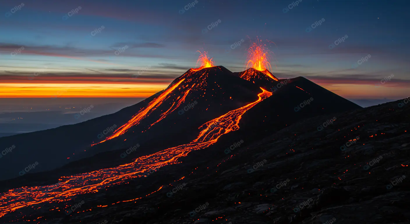 Volcanic Inferno at Twilight