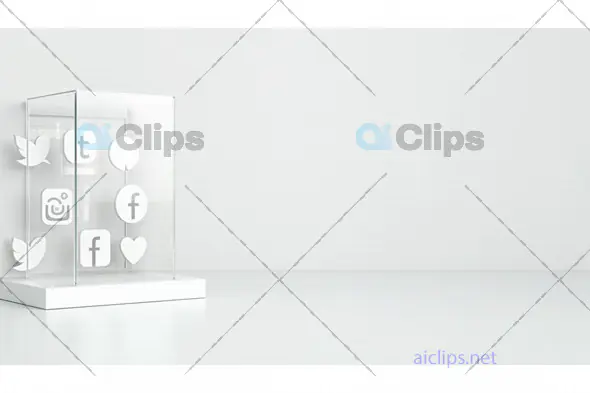 Minimalist Social Media Icons Display in Glass Case