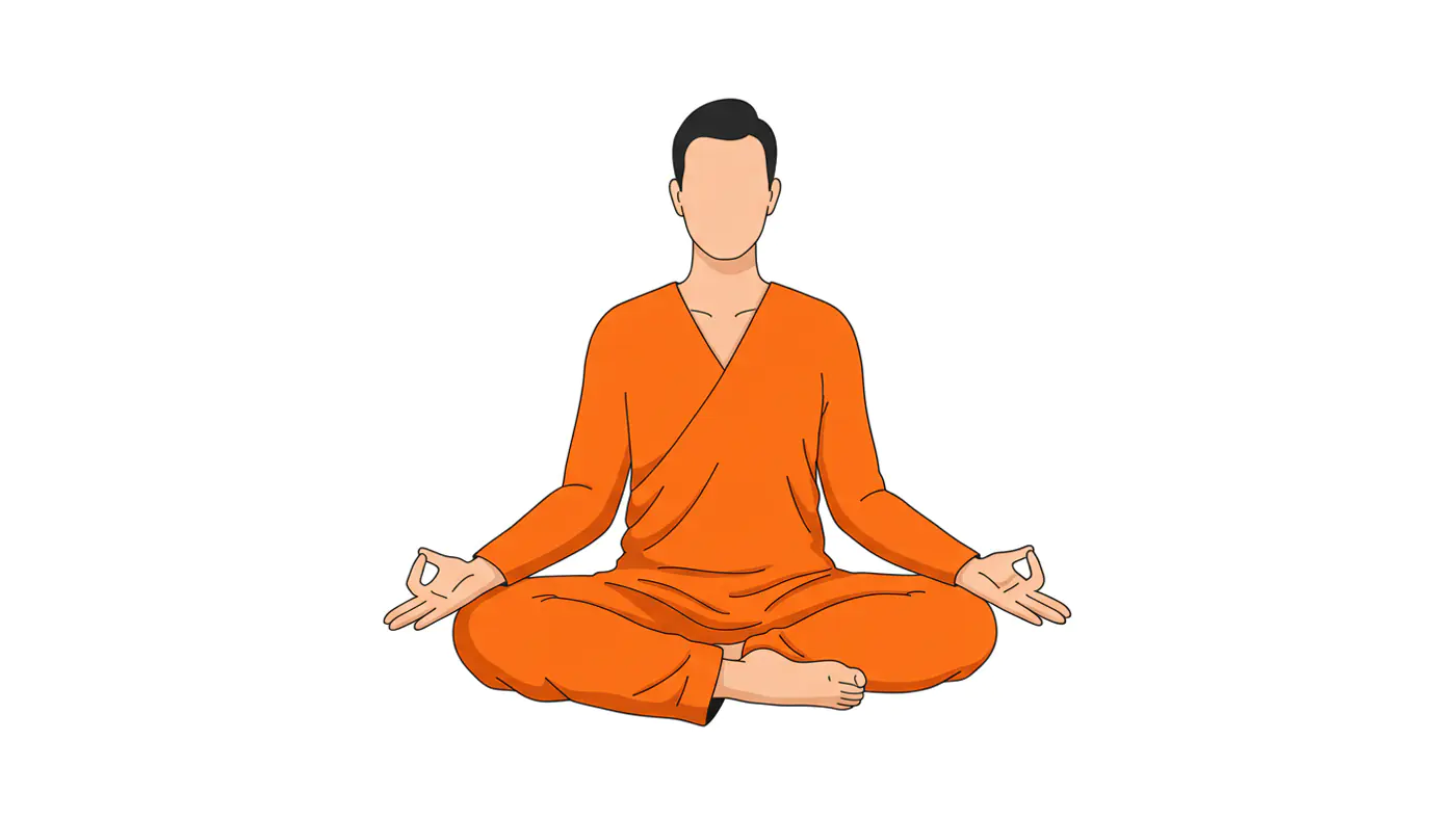 Meditating Figure in Orange Vector