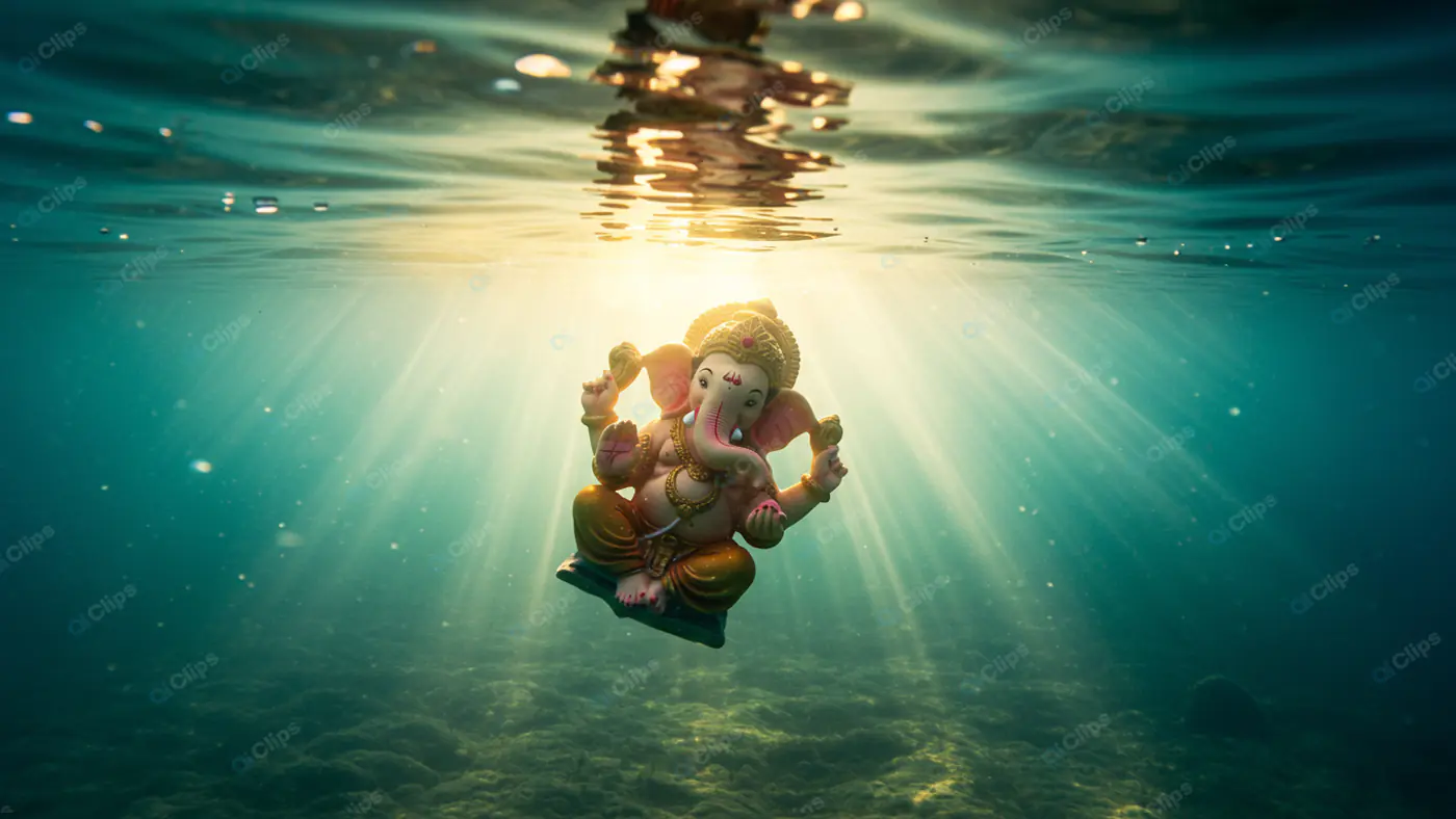 Submerged Ganesha: Underwater Spiritual Radiance