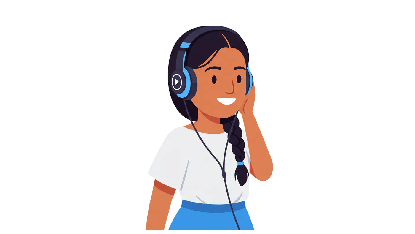 Audio Enthusiast Girl Vector