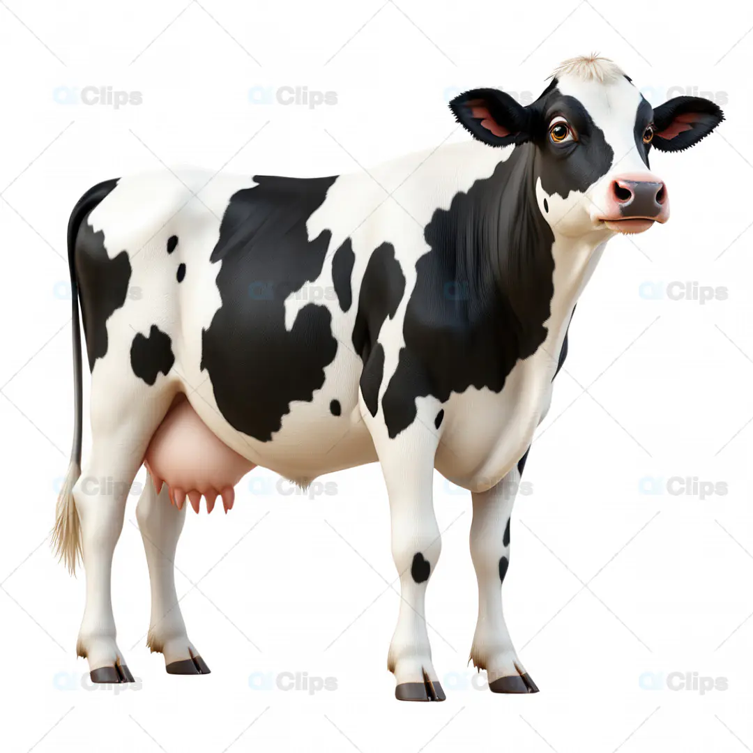 High-Resolution 3D Model of a Black and White Cow – Ideal for Farm and Educational Projects